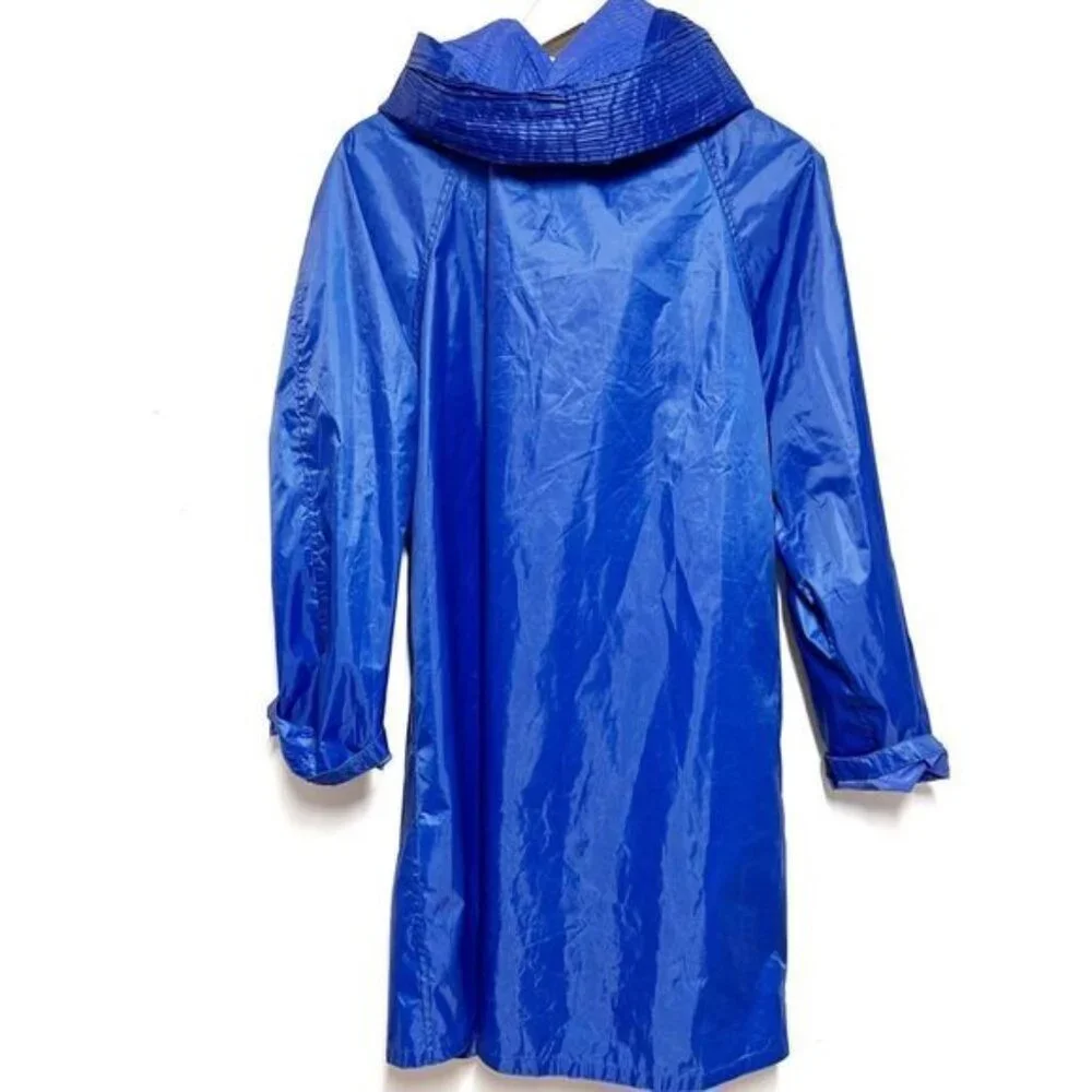 NWOT Maxime Zeaberg Chic Royal Blue Designer Raincoat Womens Sz - Picture 2 of 7